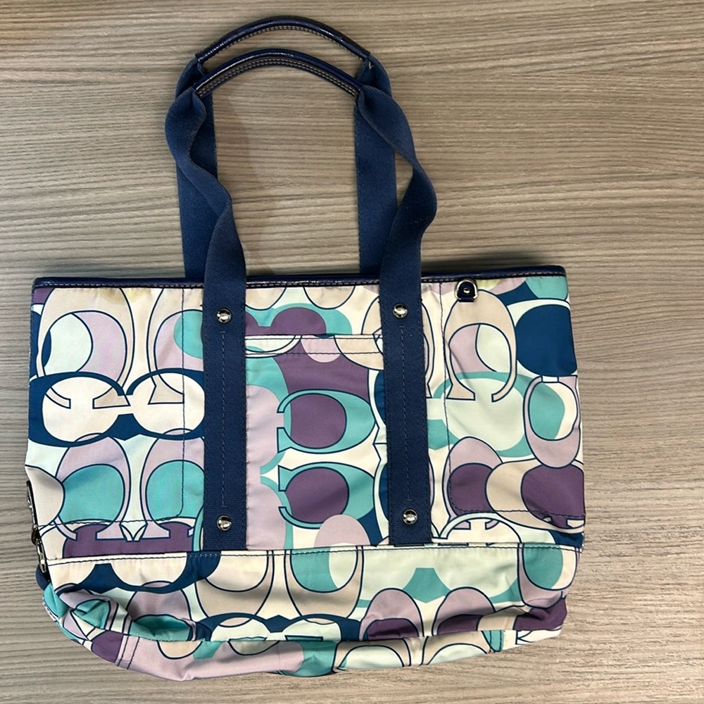 Coach Kyra Scarf Print Multicolor Nylon Tote
